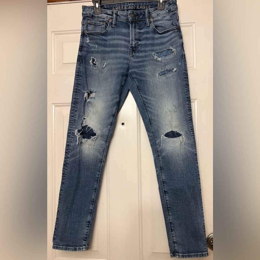 ✨ American Eagle Men’s AirFlex+ Patched Athletic Skinny Jeans